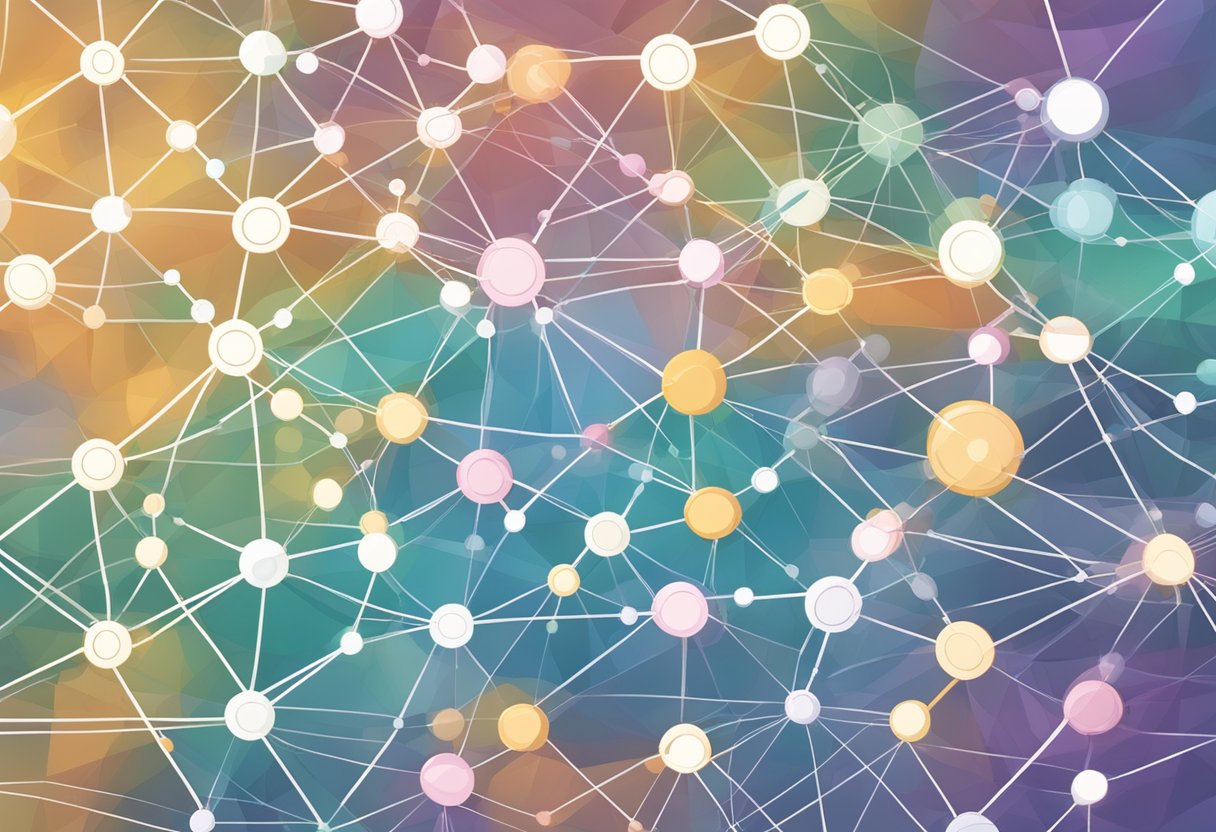 A network of interconnected nodes processes data, making decisions and learning from patterns